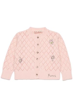 Openwork cardigan with floral embroidery MARNI KIDS | M01648M00X70M351